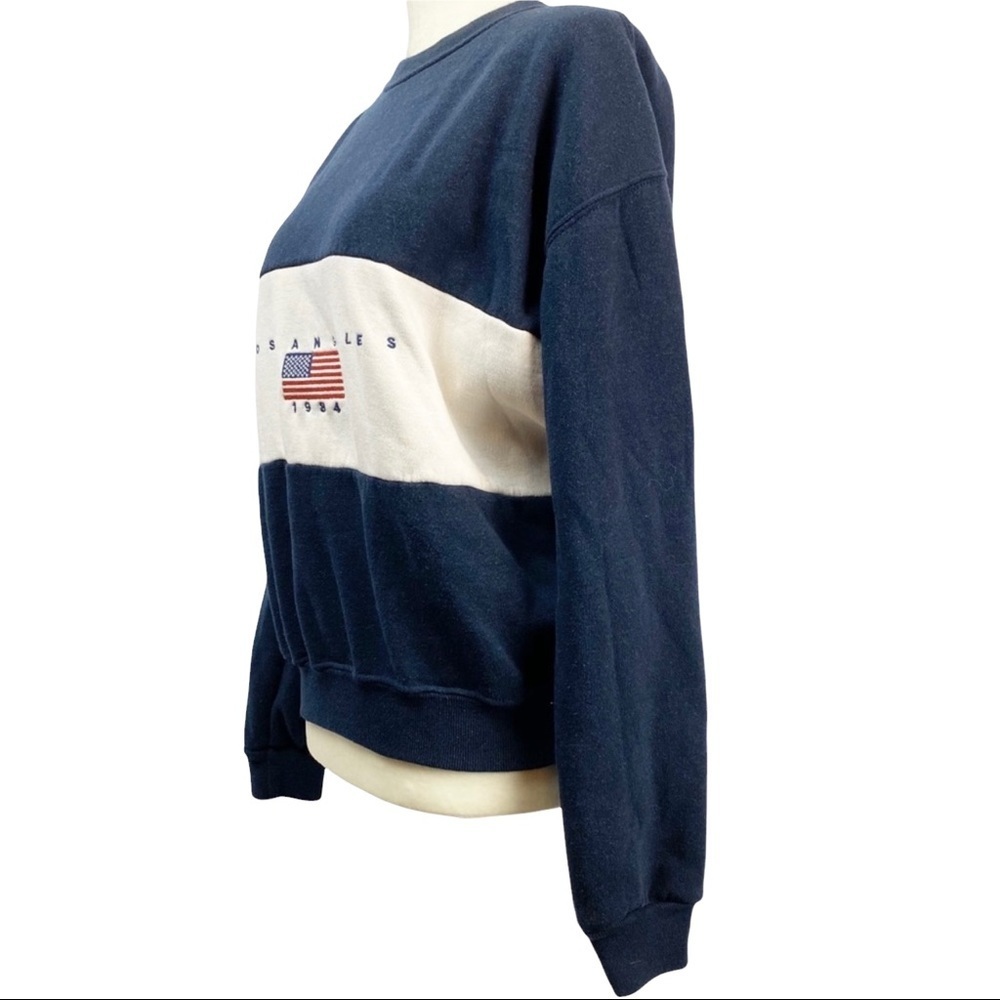 Brandy Melville Woman’s Navy Cotton Crew Los Angeles 1984 embroidery Sweatshirt - Picture 2 of 7